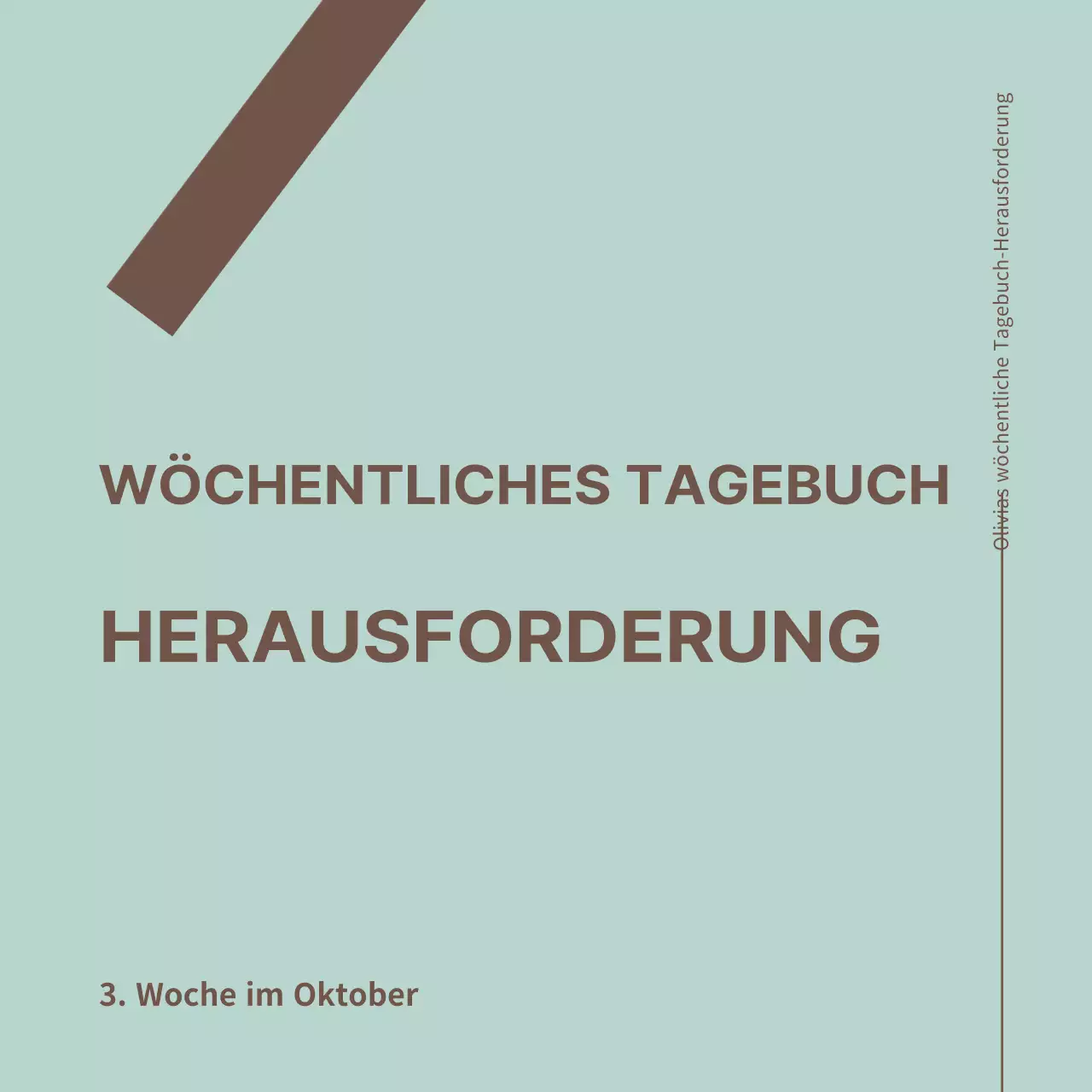 Moderner Wochenkalender Challenge Cover in mint und braun