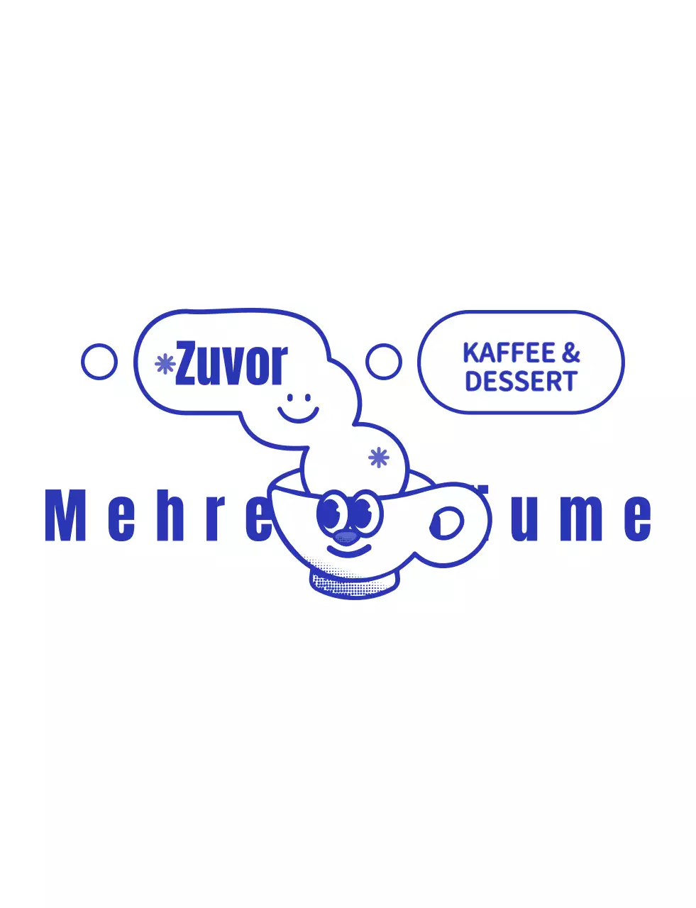 Marineblau und weiß niedlichen Tasse Charakter Coffee-Shop-Logo-Stil