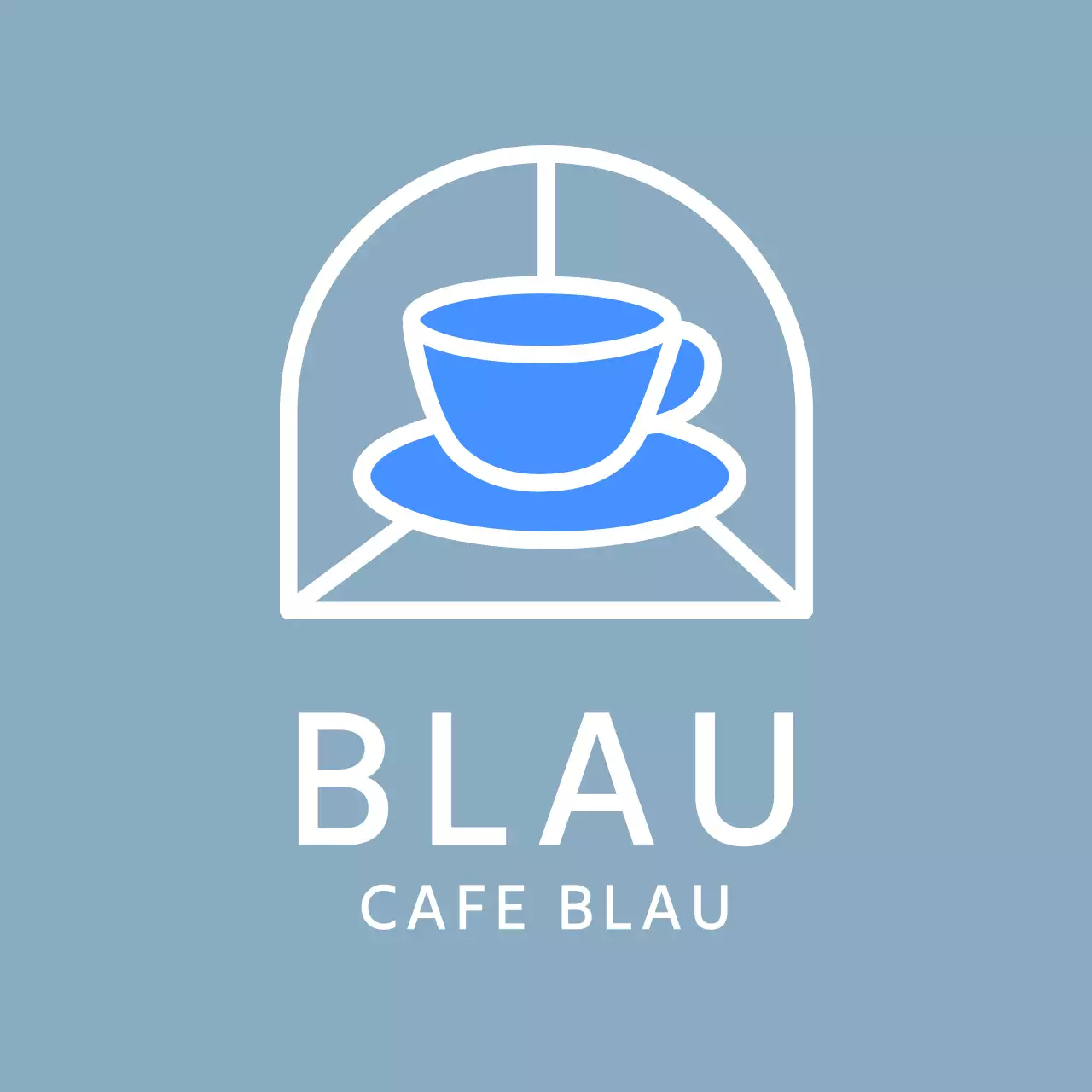Cafe Logo Schürze Design mit blauen Kaffeetasse Illustration