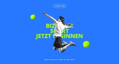 Ein junger, aktiver Tennisclub in Blau und Chartreuse.