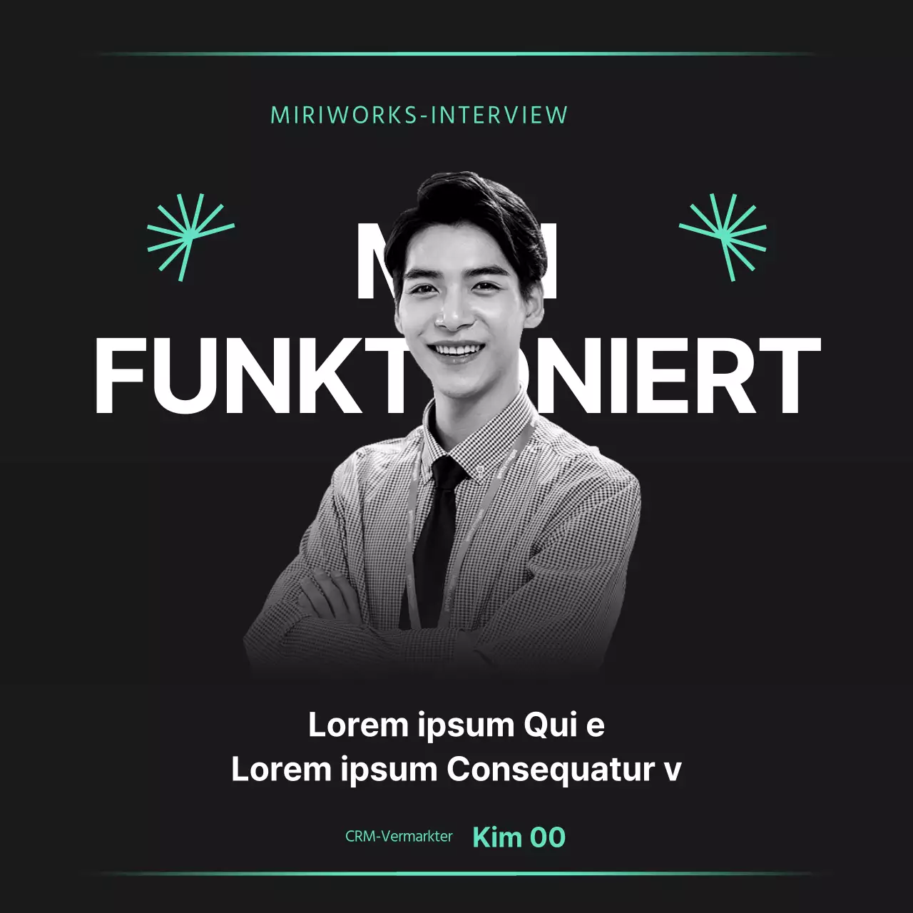 Werbung für ein einfaches Geschäftsinterview in Schwarz