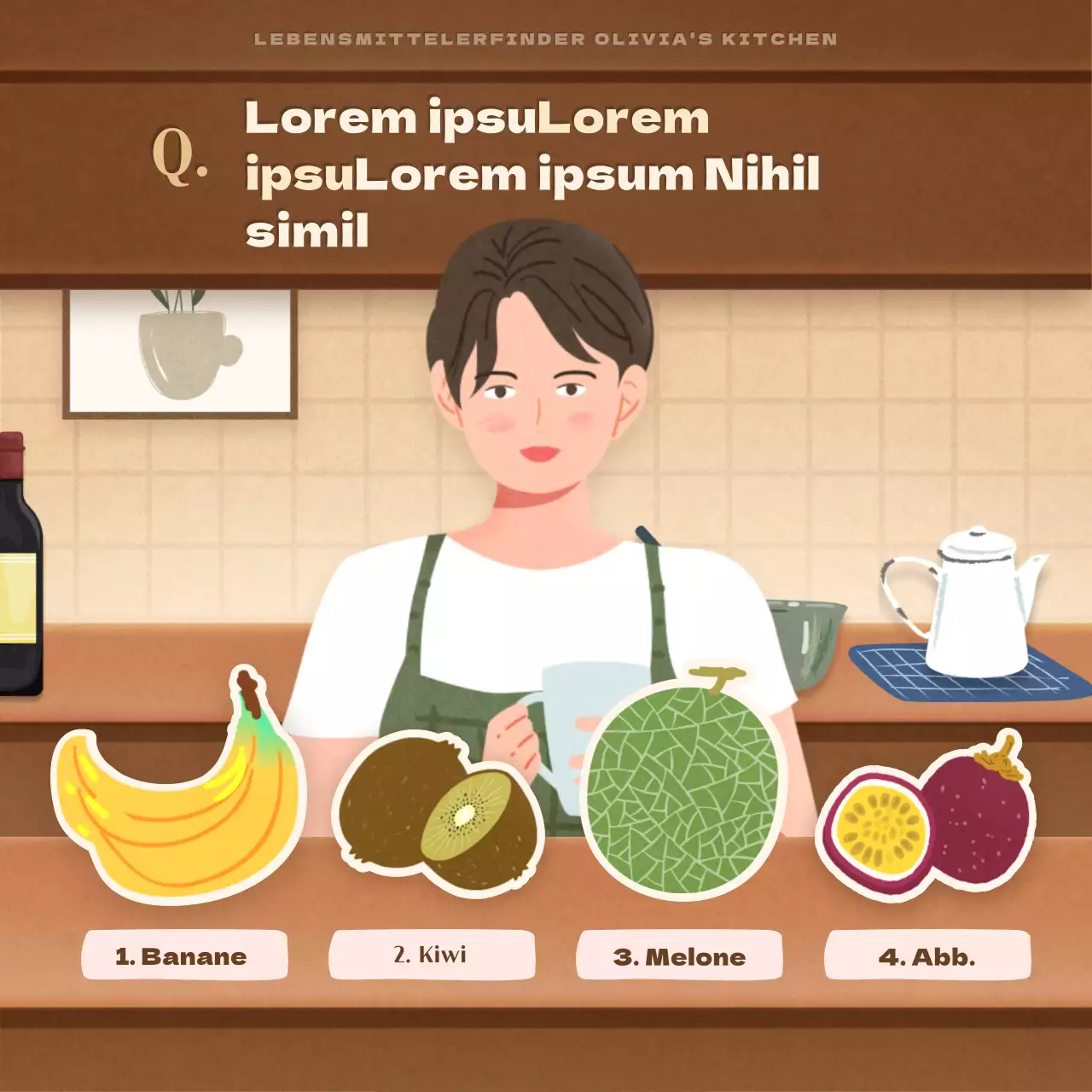 Quiz über das braune, emotionale Illustrationskonzept des Overkills