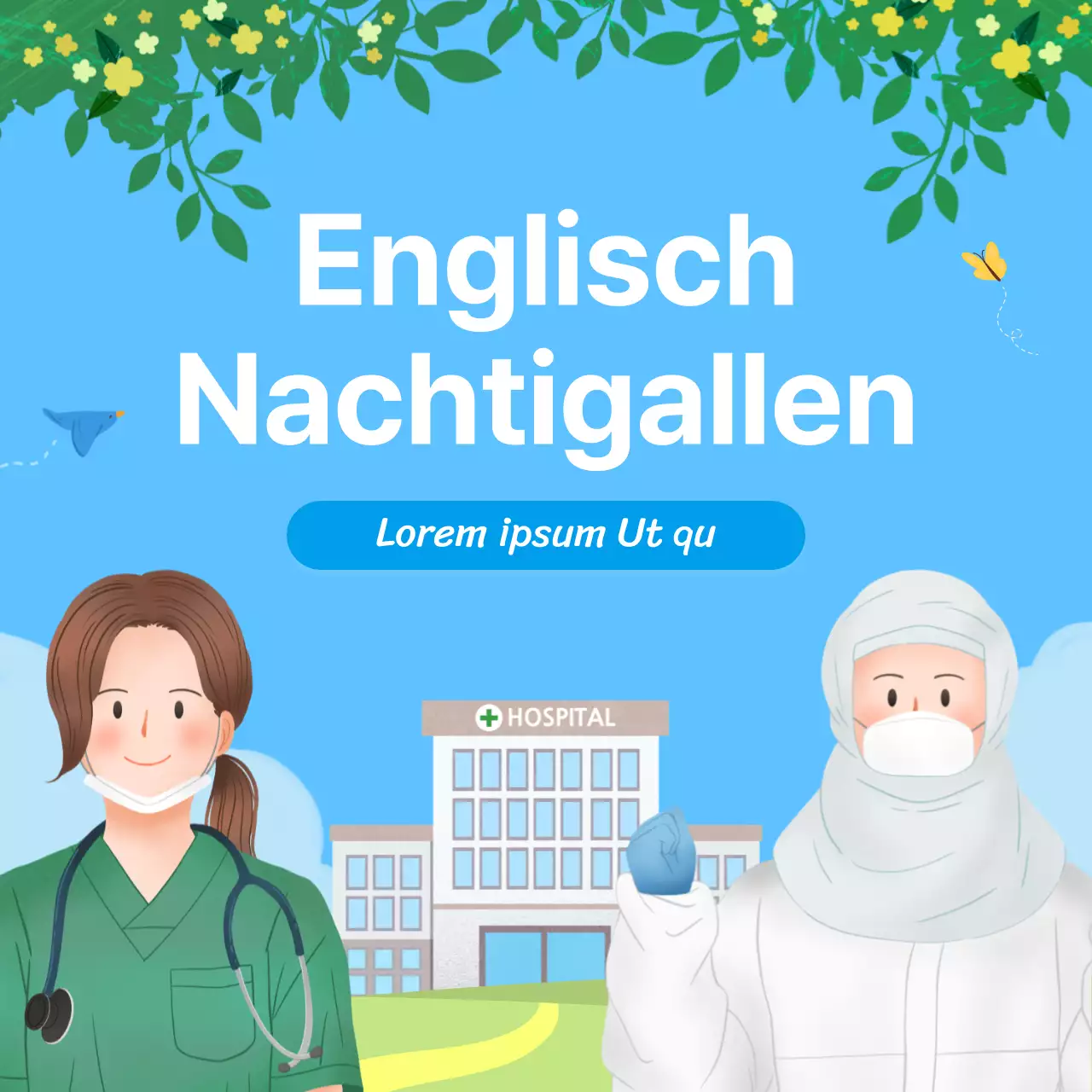 Karte zum Weltkrankenpflegetag in blauem News-Design