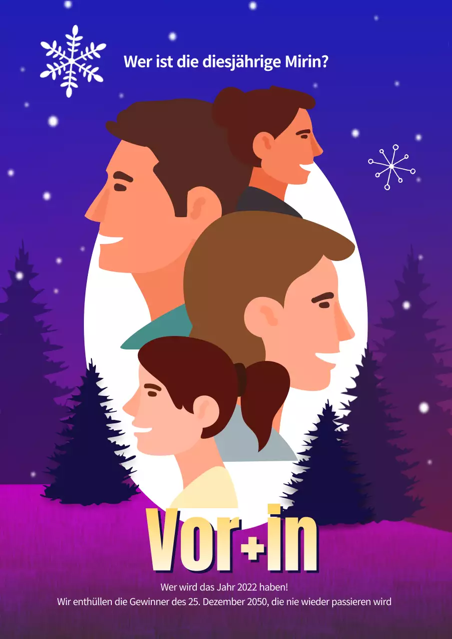 Das diesjährige Myriad Award-Plakat mit weihnachtlichem Winterhintergrund