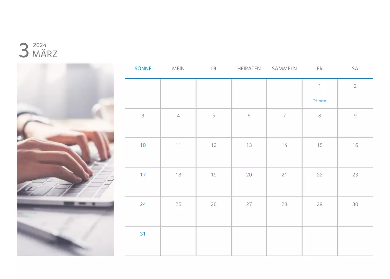 Weißer und einfacher Tischkalender für Unternehmen