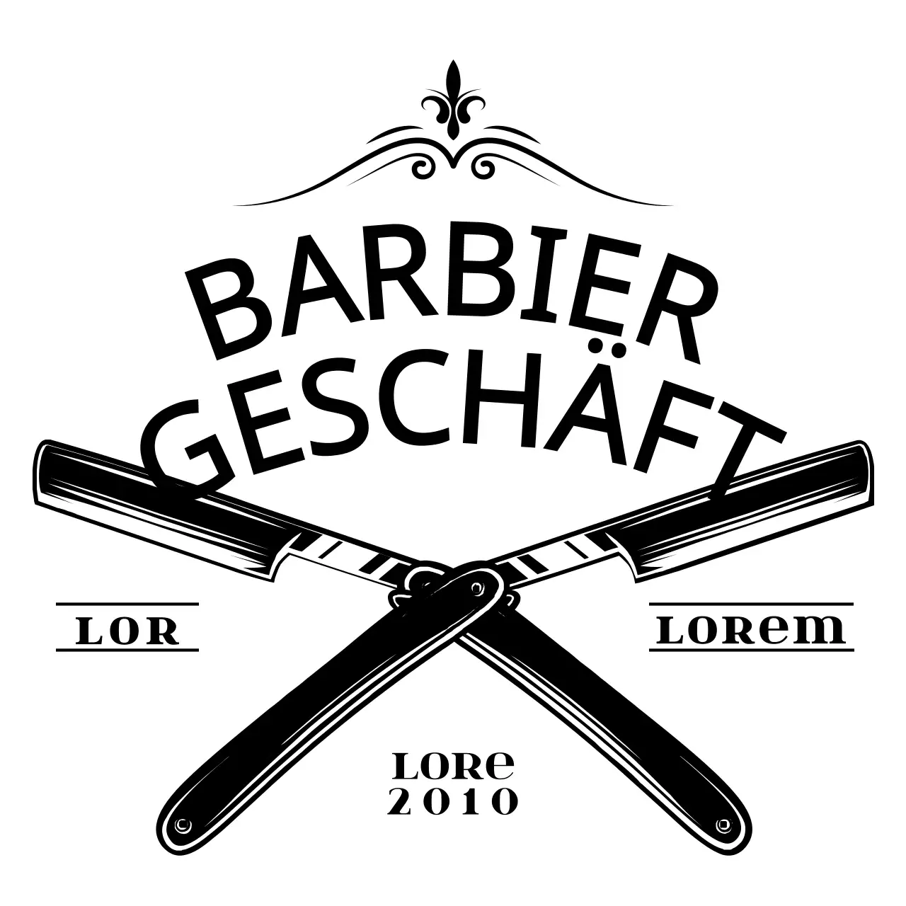 Barbershop in einem einfachen Rasiermesser Illustration Logotyp-Stil