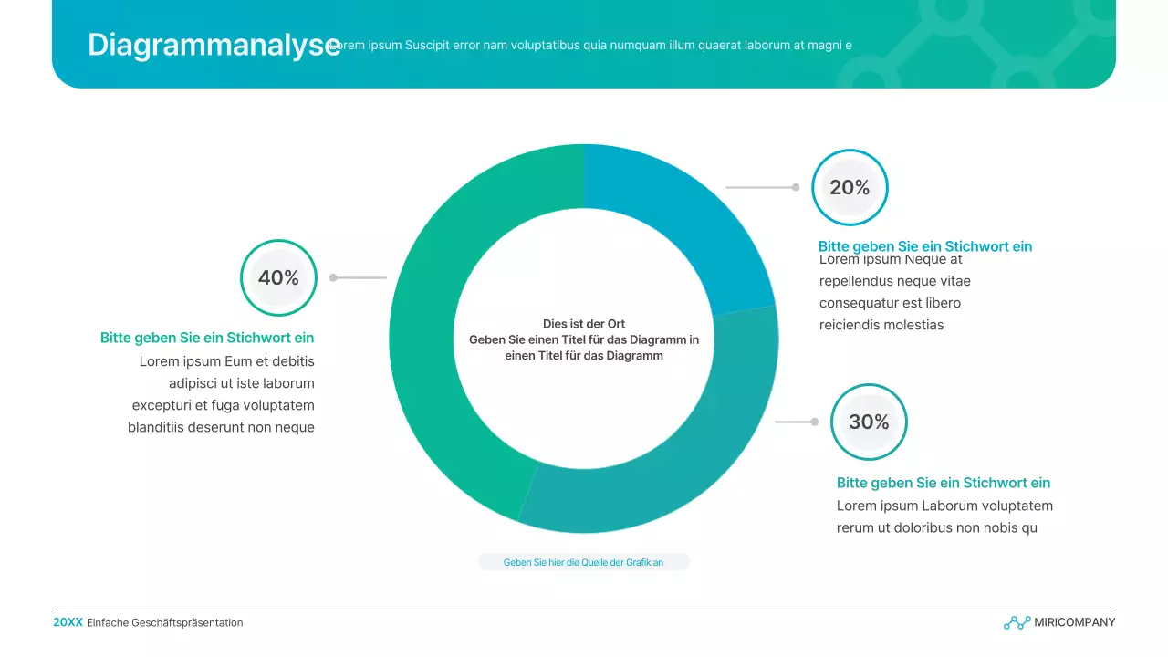 Einfache Geschäftspräsentation mit Farbverlauf in Hellblau und Grün