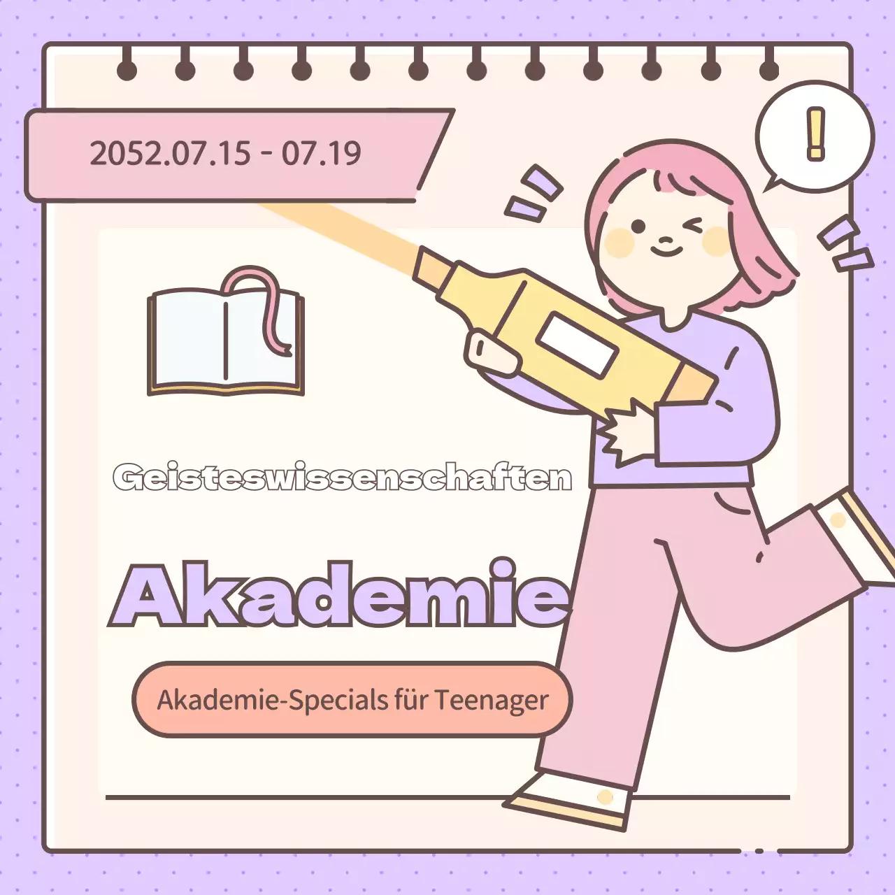 Niedliche Akademie der Geisteswissenschaften in Gelb und Lila