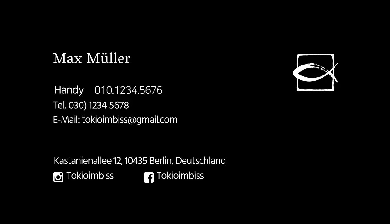 Schwarze Illustration Einfache Restaurant-Visitenkarte