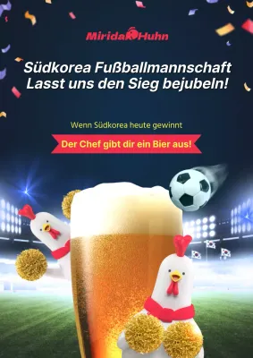 Fußballspiel Marketing-Thema mit marinegelben lebendigen Fußballstadion und Bier und Huhn Zeichen Konzept
