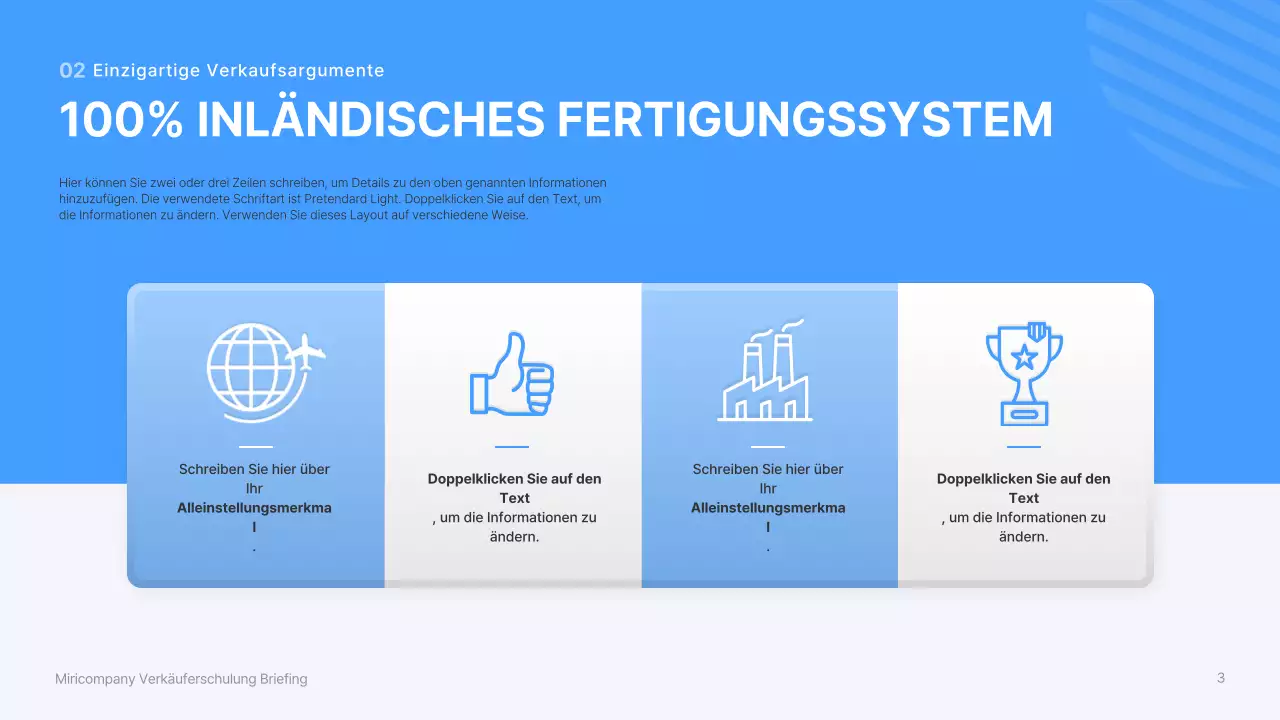 Schulung von Verkäufern mit blauen, dreidimensionalen Formen