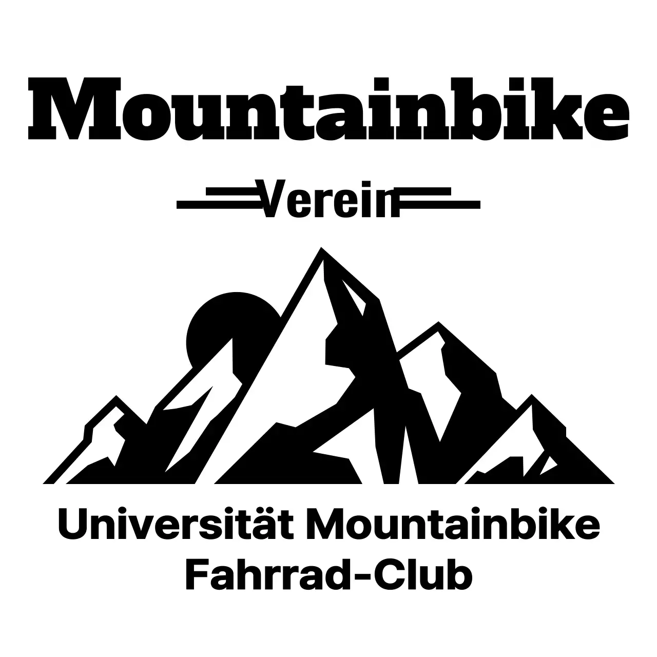 Mountainbike-Club-Konzept mit einfachen schwarzen Berge und Fahrräder Illustration