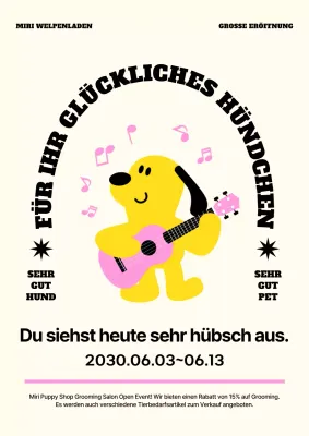 Rosa, niedliche, illustrierte Produktwerbung für Haustiere