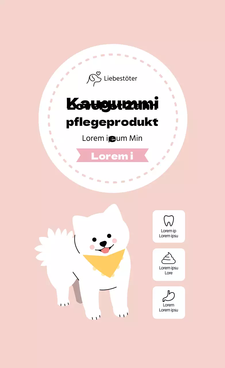 Rosa illustriertes Etikett für Zahnpflegekaugummi