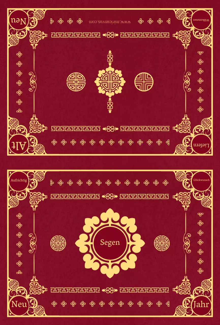 Rote und gelbe traditionelle koreanische Muster Konzept Grußkarte