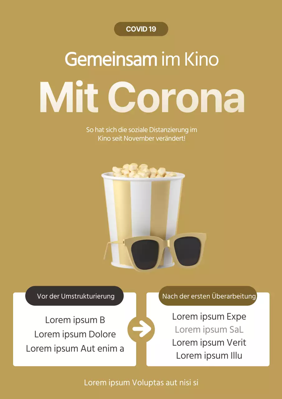 Ein sauberer, ockerfarbener Hinweis auf Preisänderungen im Kino