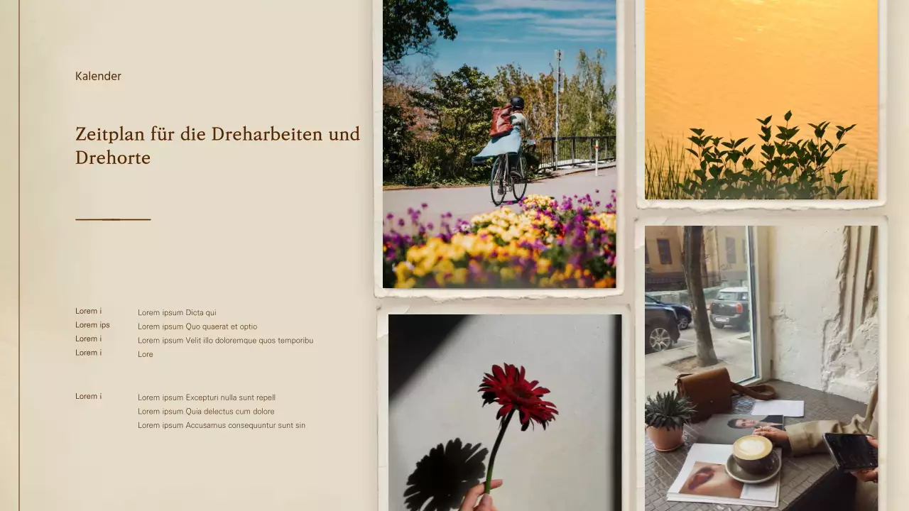 Album Scrapbooking Konzept Film Vorschlag in Beige Braun