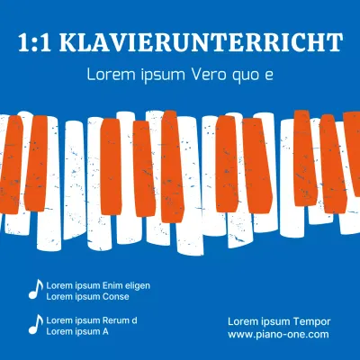 Bewerben Sie Ihre Klavierschule mit einem Knall in Blau und Orange