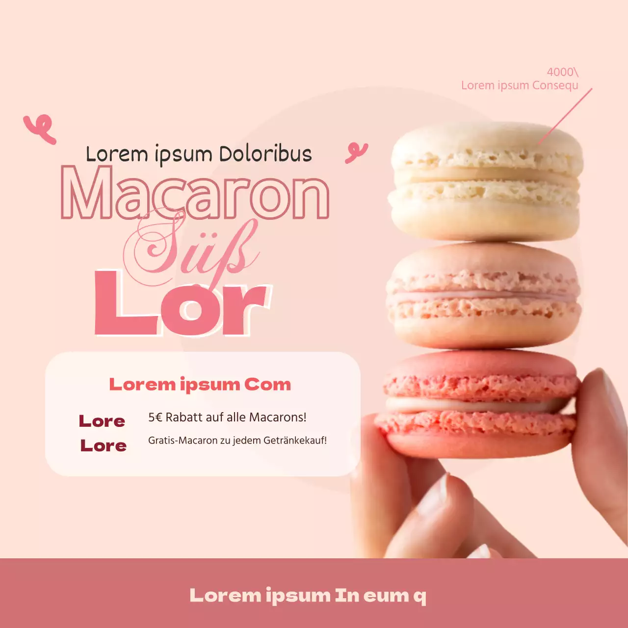 Werben Sie für süße Desserts, indem Sie rosa Fotos hervorheben