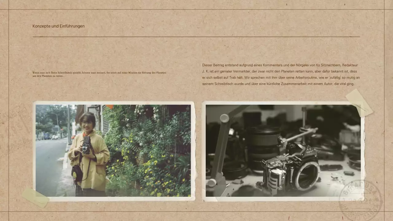 Album Scrapbooking Konzept Film Vorschlag in Beige Braun