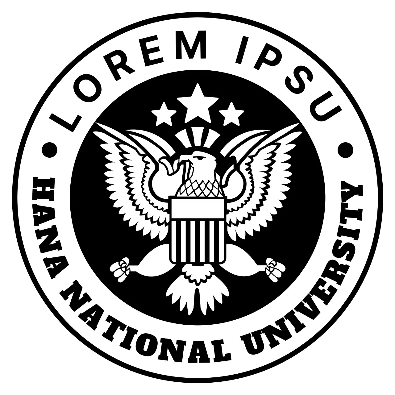 Ein einfaches, klares Adlersymbol im Stil eines Botschafterlogos für die Öffentlichkeitsarbeit und Werbung von Universitäten