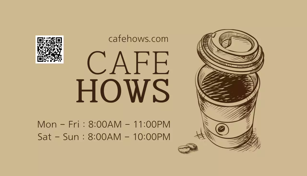 ベージュ シンプル カフェ 営業時間 名刺