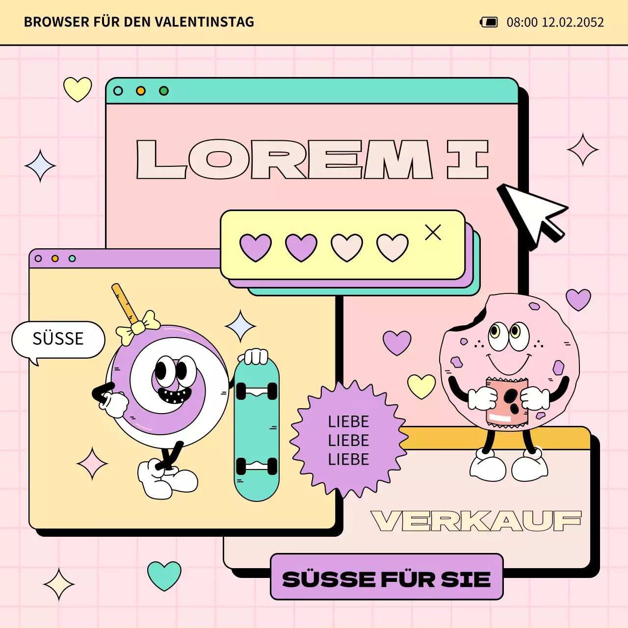 Werben Sie für eine kitschige Verkaufsaktion zum Weißen Tag in Rosa und Gelb