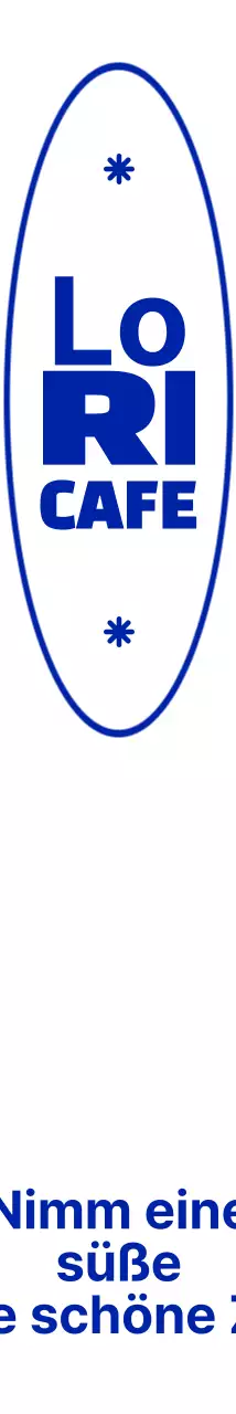 Klare, einfache Formen und Text in Marineblau für ein stilvolles Café