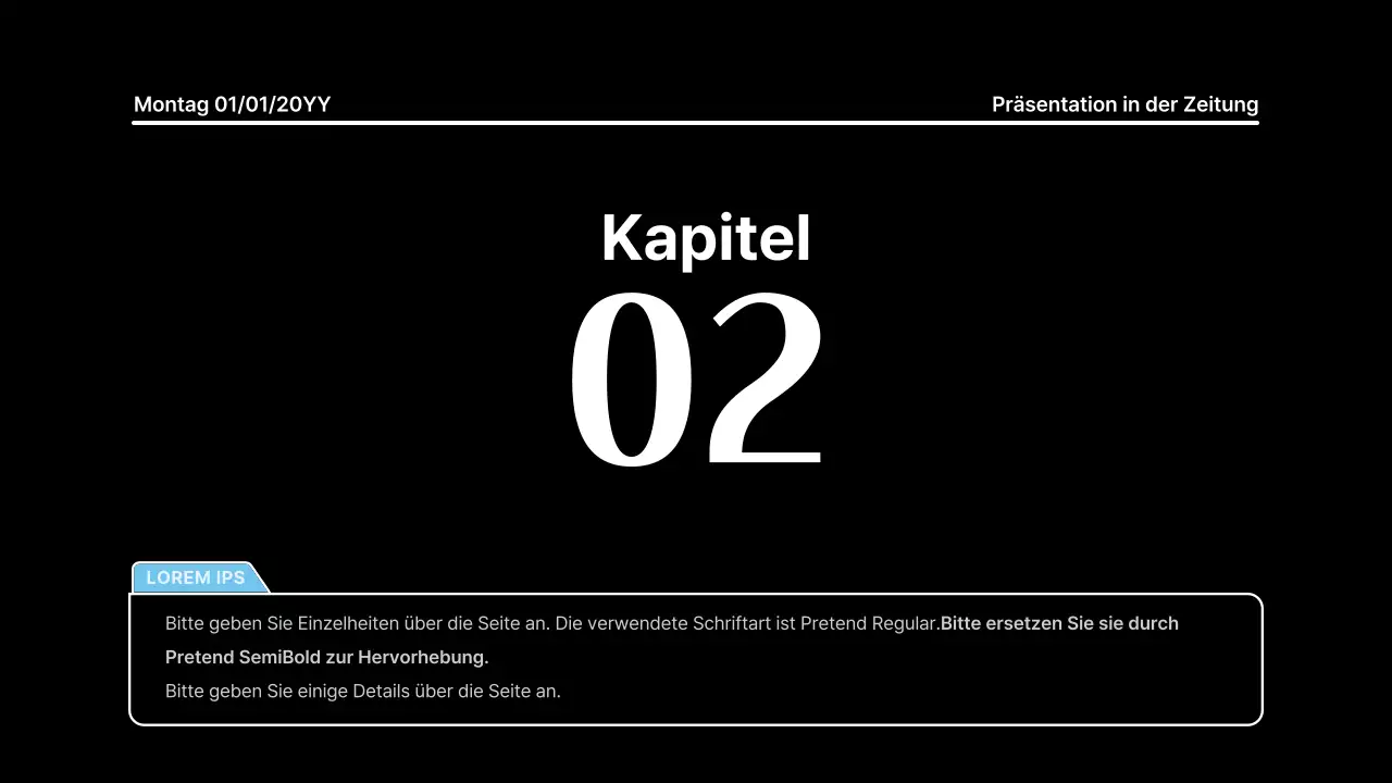 Aufmerksamkeitsstarke Präsentation mit fetten Linien in einem Zeitungskonzept auf schwarzem Hintergrund