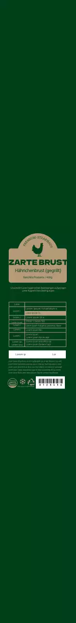 Etikett mit grünem Logo für Hähnchenfilet