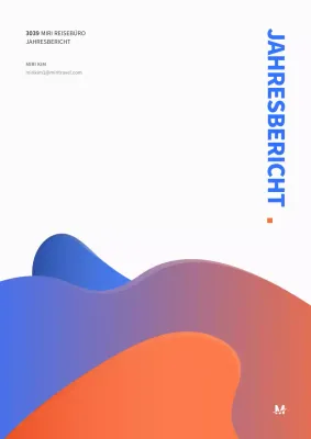 Jahresbericht mit blauem und orangefarbenem Farbverlaufskonzept