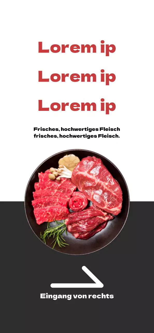 Bewerben Sie Ihre Metzgerei mit einem sauberen weiß-grauen Look