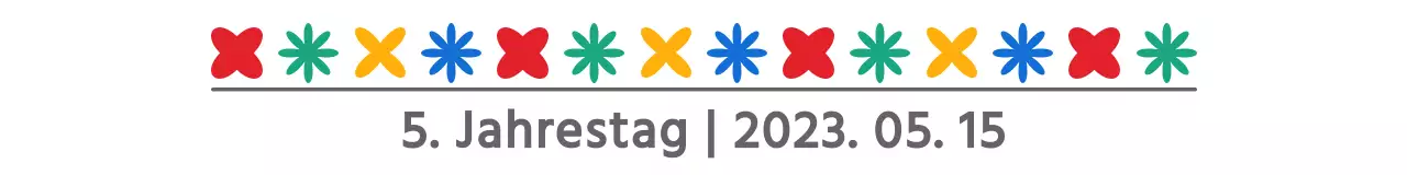 Einfache, niedliche, farbenfrohe Text- und Icon-Kombination für eine Kunstfestival-Jubiläumsfeier