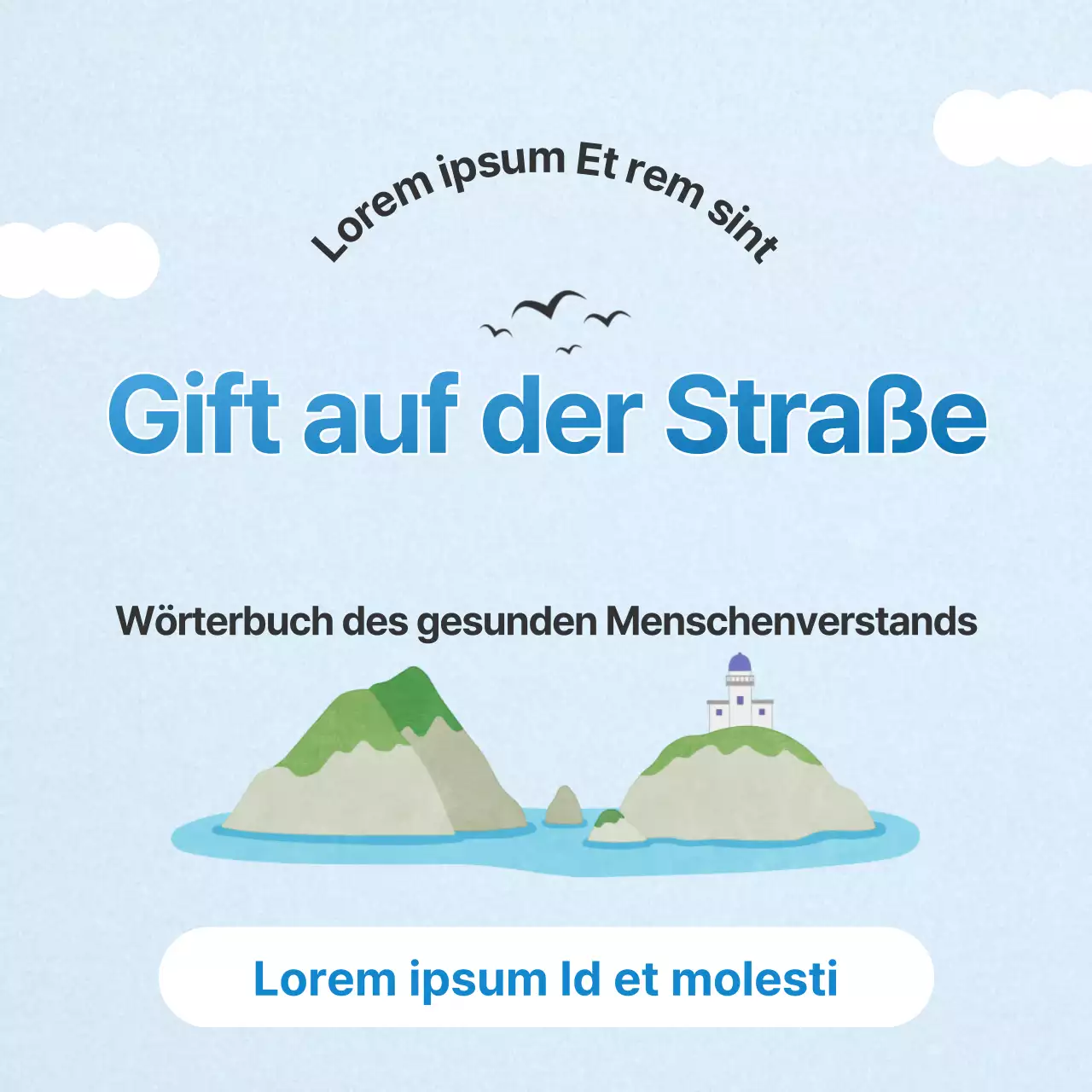 Eine einfache, hellblaue und blaue Informationssäule zum Tag des Lesens