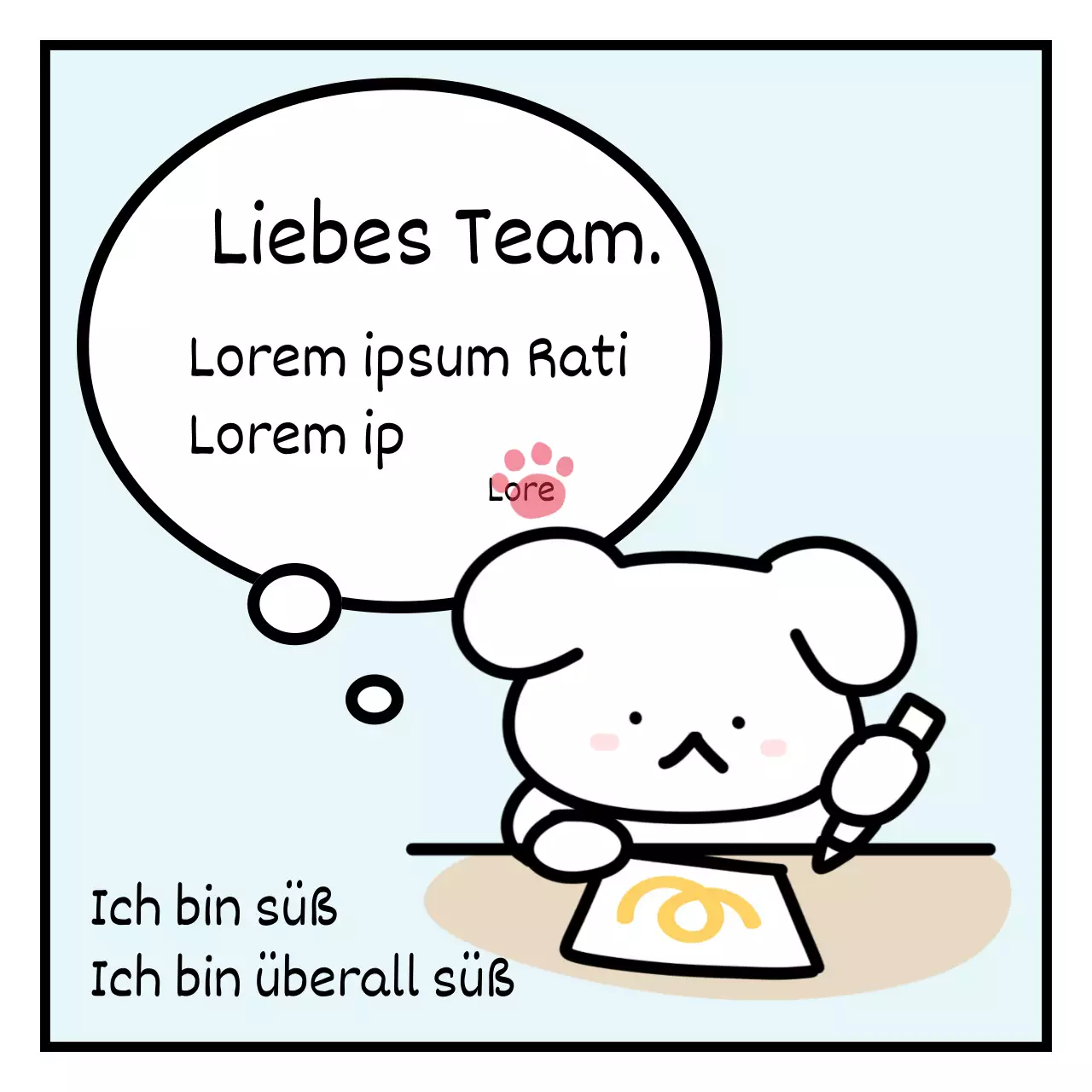 Emoji-ähnlicher Rücktritts-Tweet mit einem hellblauen und weißen Hund