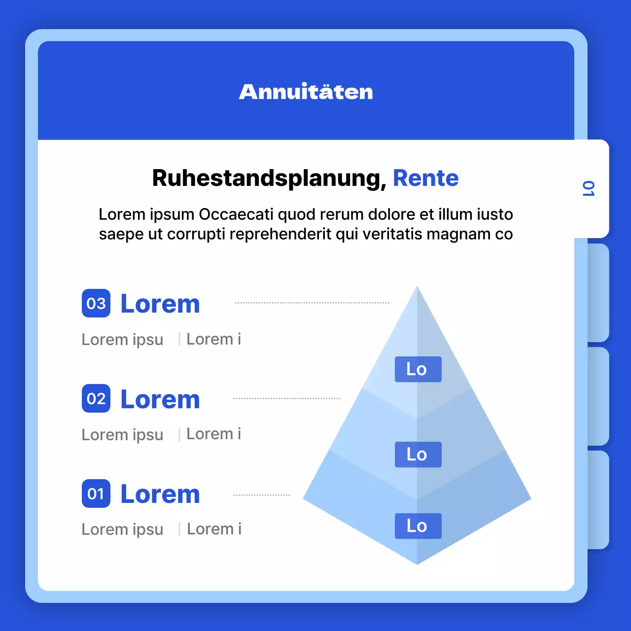 Superannuation finance cardnews mit blauem Ordner Thema