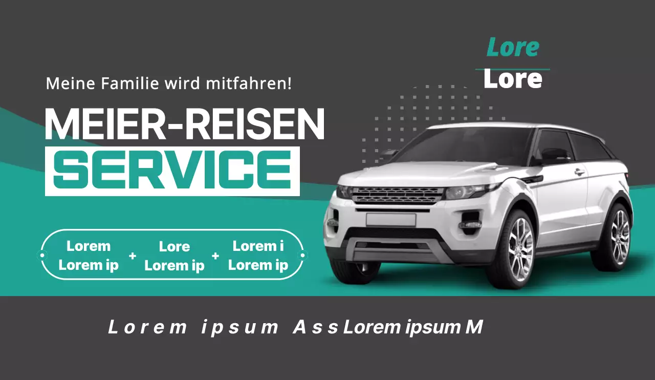 Entwerfen Sie einen eleganten, mintfarbenen Autovermietungsauftritt
