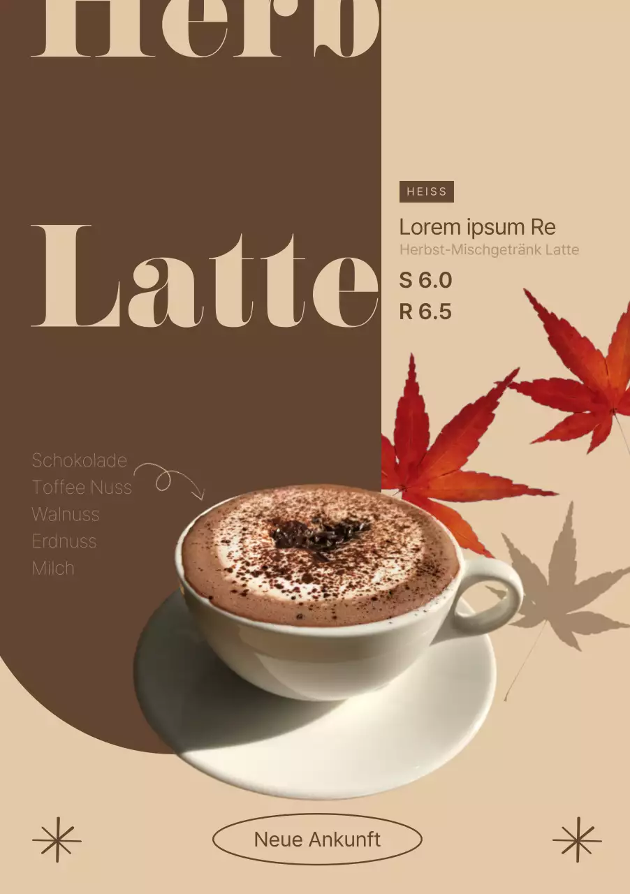 Einführung des Herbst-Latte-Menüs in Braun