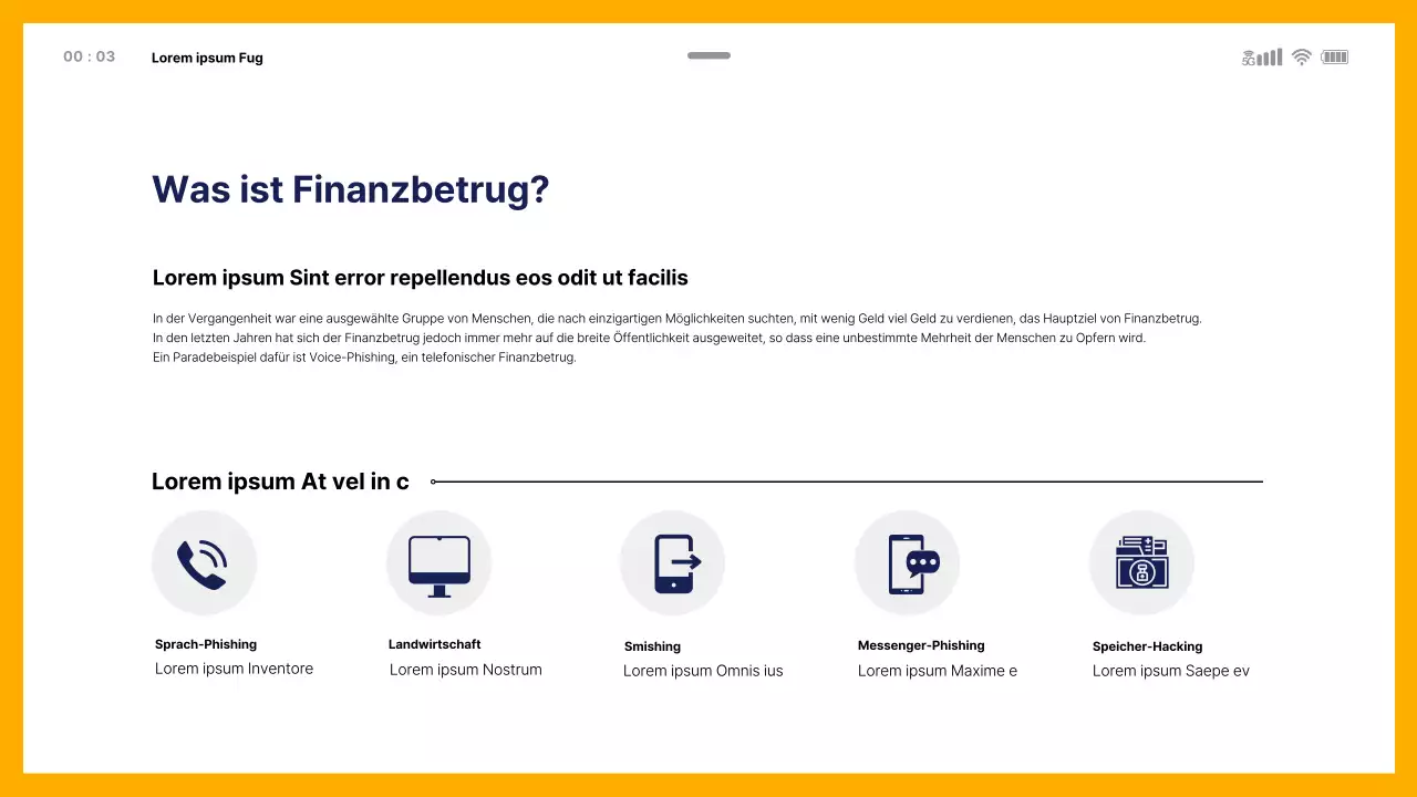 Theme zur Aufklärung über Finanzbetrug mit mobiler Vorlage