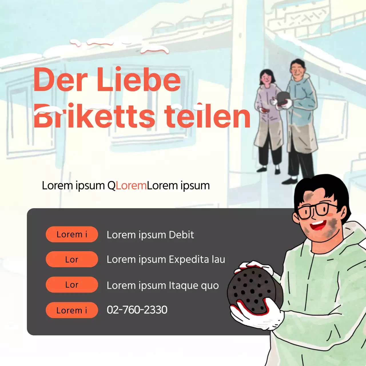 Orangefarbene und graue Ankündigungen für Freiwillige