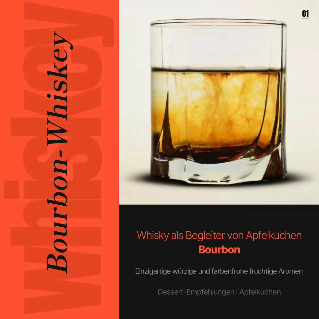 Förderung einfacher Whiskysorten in Orange und Schwarz