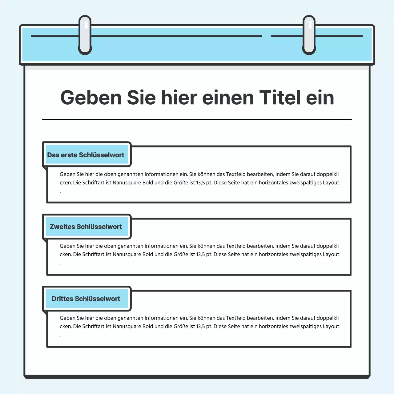 Hellblaues Notenkonzept Hübsche Karte mit niedlichen IllustrationenNews