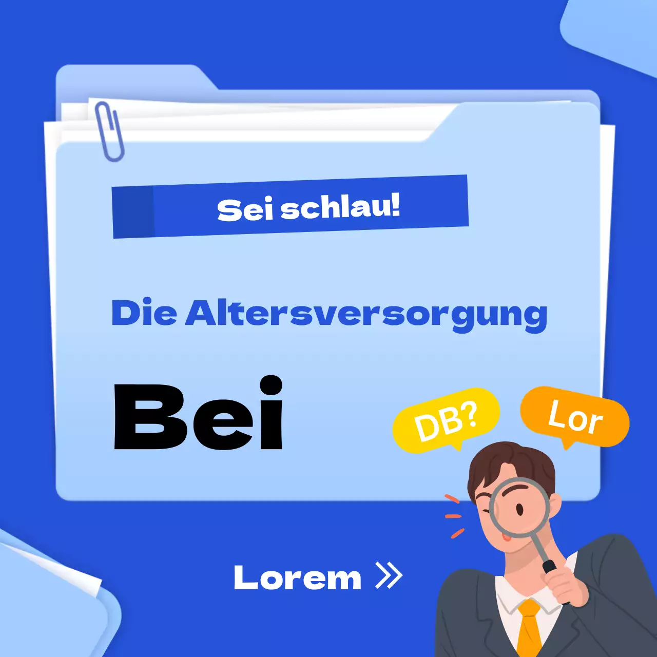 Superannuation finance cardnews mit blauem Ordner Thema