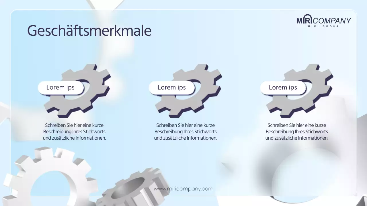 Geschäftsplan mit 3D-Zahnrädern in Blautönen