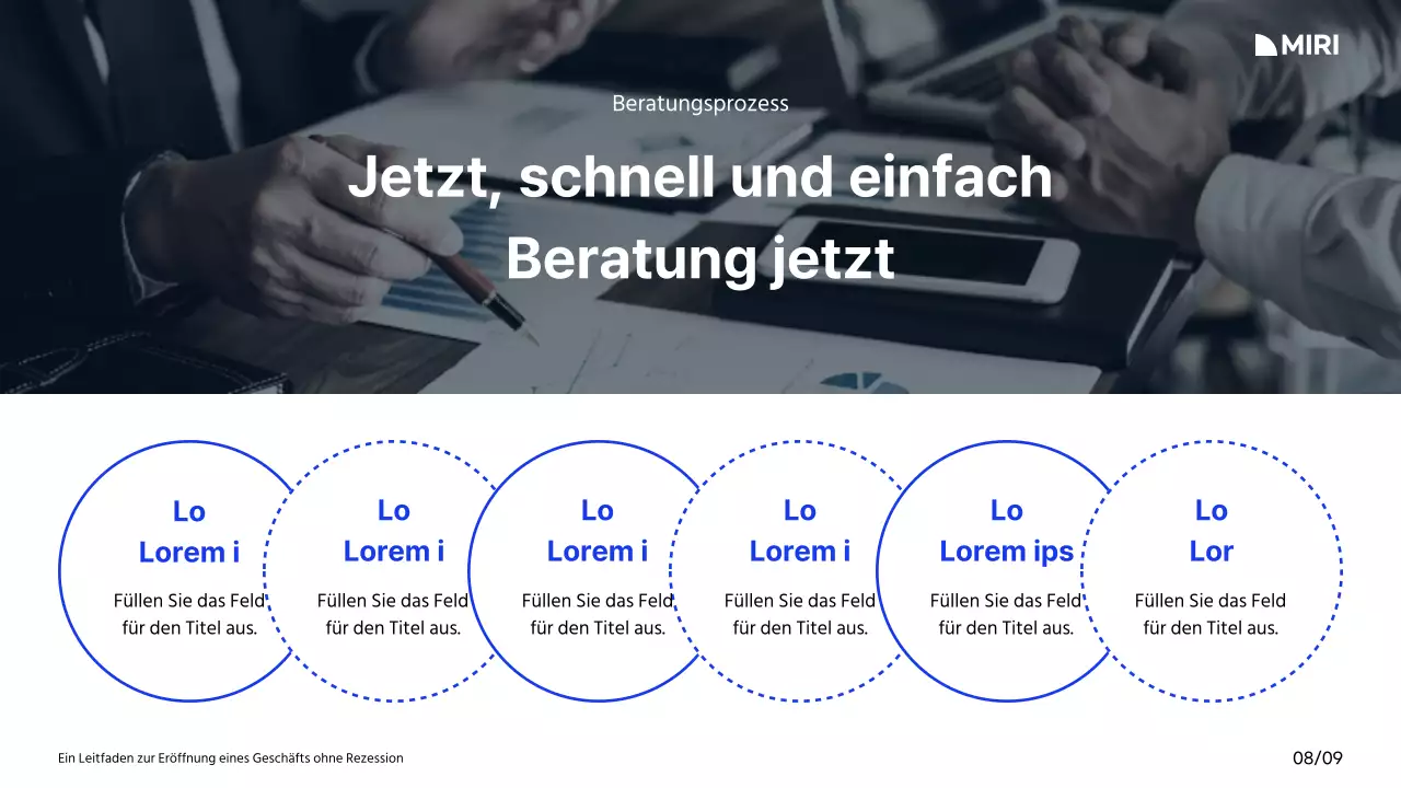 Ein Leitfaden für die Einrichtung eines Einkaufszentrums mit weißem, blauem und schwarzem Farbschema und Rasteranordnung