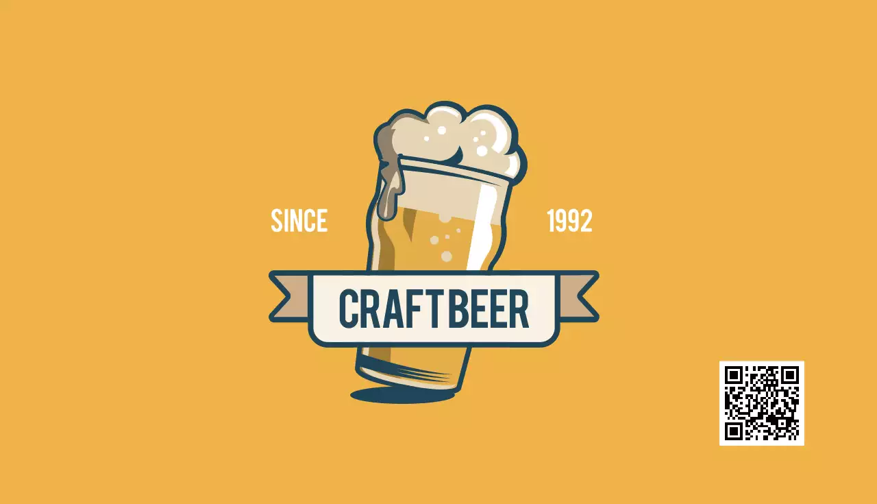 黄色 シンプル ビール ポスター 名刺