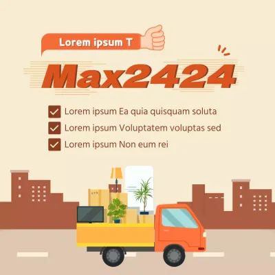 Bewerben Sie Ihr Umzugsunternehmen mit einem orangefarbenen Lkw-Bild