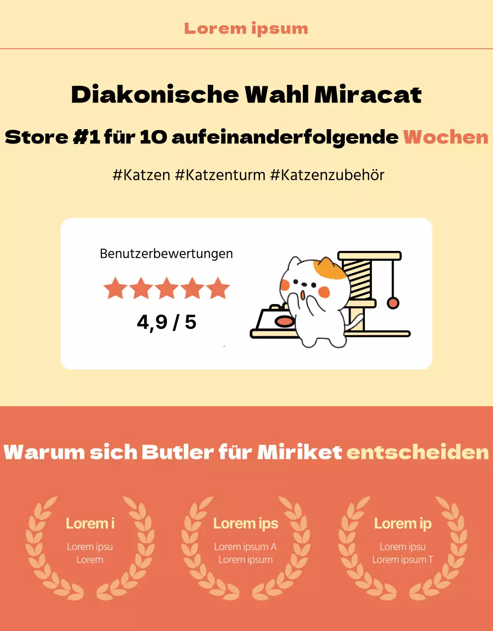 Niedliche Illustrationen in Orange und Gelb für Katzen im Angebot