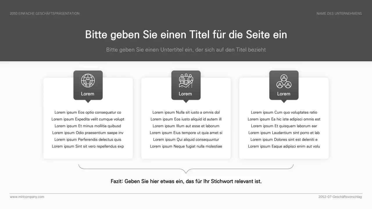 Einfache Geschäftspräsentation in Schwarz und Weiß
