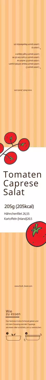 Rot illustriertes Etikett für Tomaten-Caprese-Salat